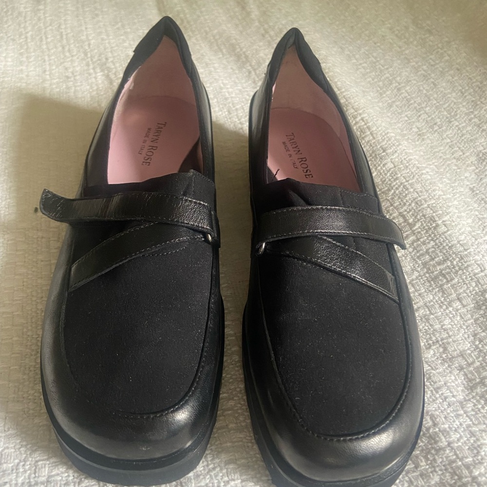 Taryn Rose Black Leather Loafers